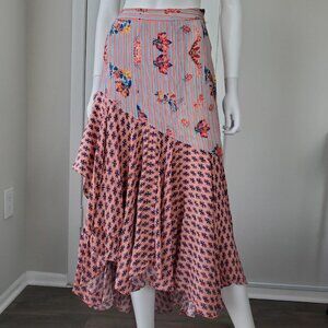 Bhanuni by Jyoti midi skirt print pattern size 0 anthropologie